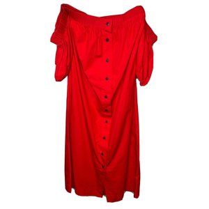 S/w/f Park Dress Red Off Shoulder Size Small NEW WITH TAGS Button Front Cherry